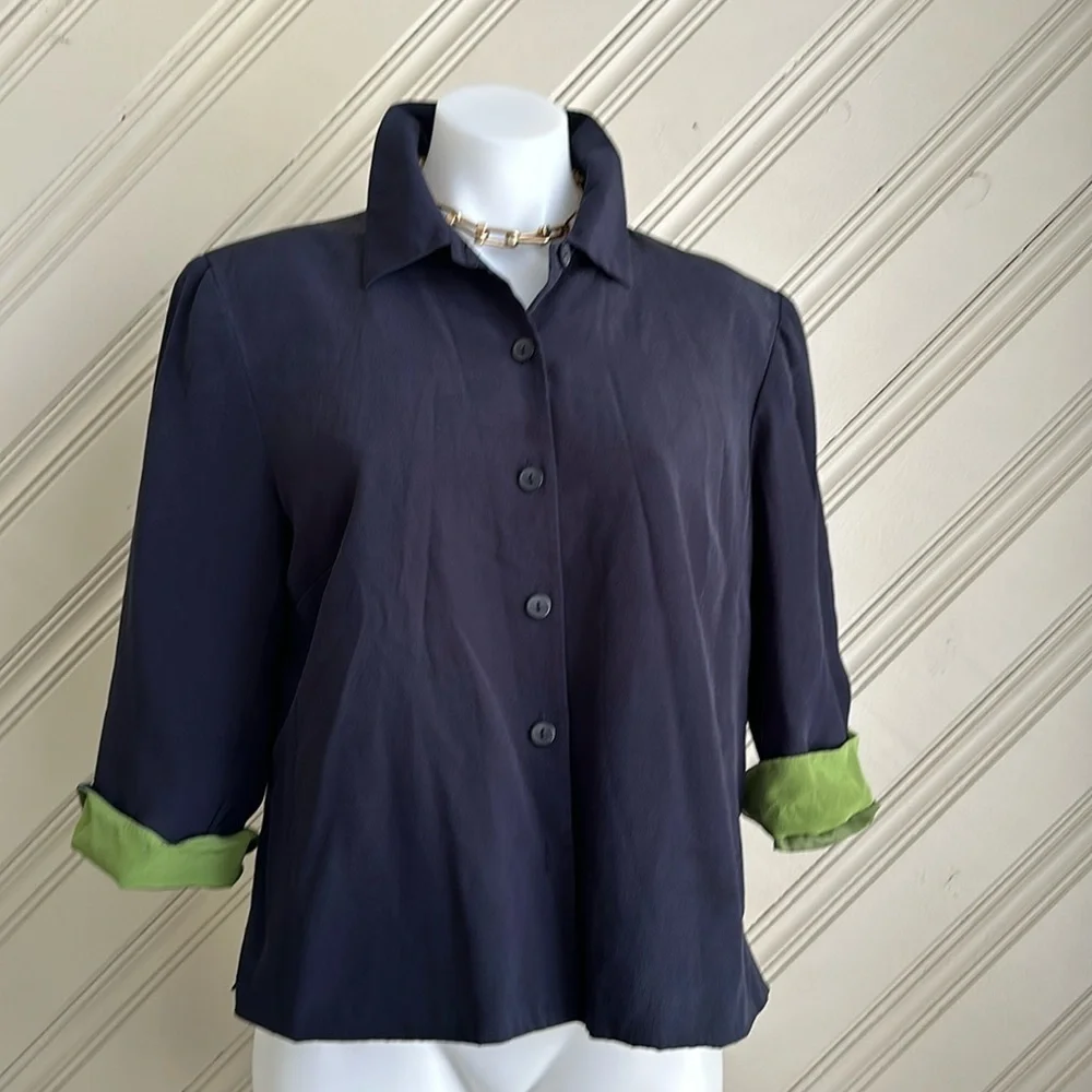 Vintage 100% Silk Blouse Size 10 - Picture 2 of 9